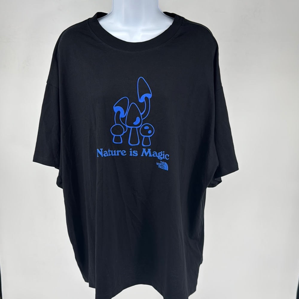 The North Face Black Tee with Blue Mushrooms Graphic - Men’s 3XL